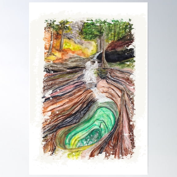 369 Prints Devil'S Bathtub Watercolor- No Framed, Vintage Wall Art, Trendy Retro Print, Room Decor, Wall Art UNFRAMED, 12x18