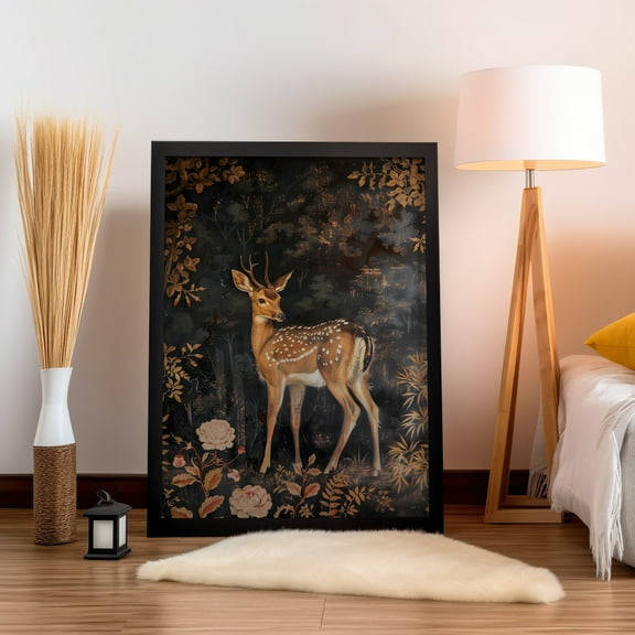 369 Prints Doe William Morris Wall Art Print Vintage Country Animal Deer Gift For Her Cottagecore Dark Academia Decor, Mid Century Botanical UNFRAMED, 12x18