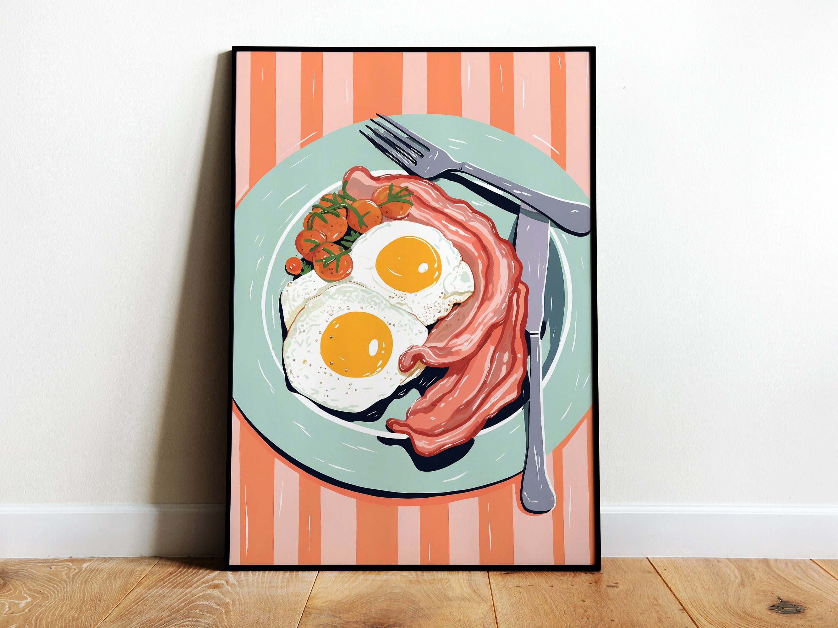 Breakfast Print 369 Prints Eggs And Bacon Art Print Retro Kitchen Wall Art Breakfast ...