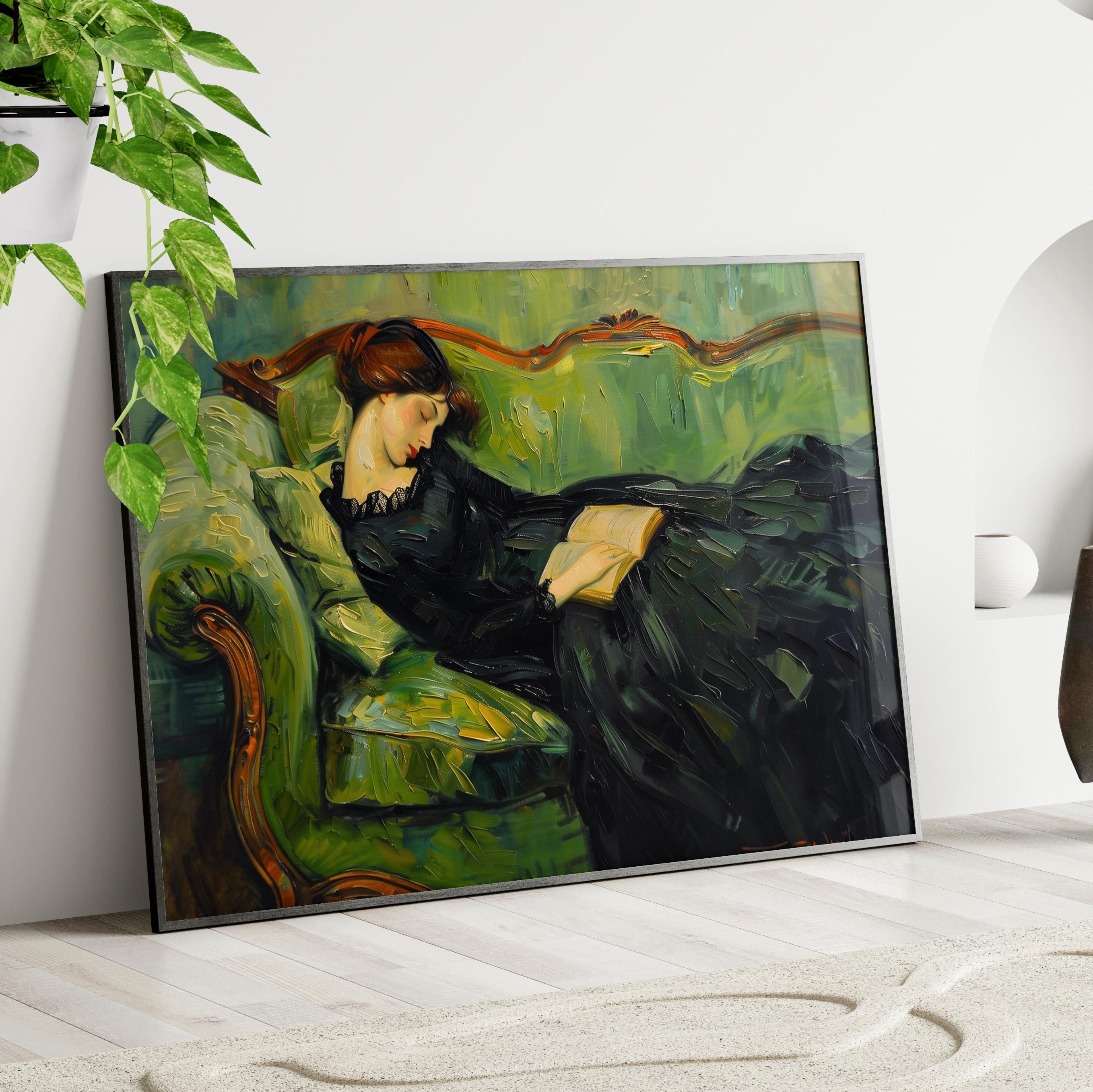 369 Prints Elegant Young Woman Art Print Woman Fell Asleep Vintage ...