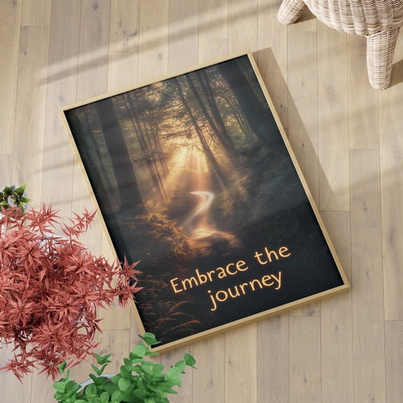 369 Prints Embrace The Journey Motivational Quote Poster Inspirational Quote, Office Wall Decor, Forest Path Art Encouragement Poster UNFRAMED, 8x12