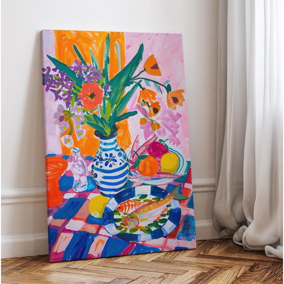 369 Prints Food Illustration Dinner Table Retro Kitchen Decor Poster Foodie Art Abstract Food Print, Restaurant Colourful Food Art UNFRAMED, 8x12