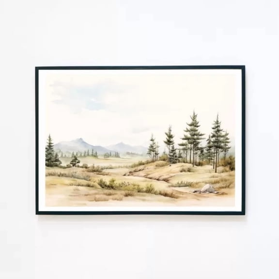 369 Prints Forest Mountains Landscape Trees Painting Illustration - No Framed, Vintage Wall Art, Trendy Retro Print, Room Decor, Wall Art UNFRAMED, 8x12