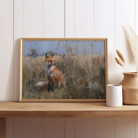 369 Prints Fox In The Field Art Print Vintage Fox Print, Cottagecore Fox Wall Art, Woodland Fox Poster, Little Spring Wall Art Nursery Decor UNFRAMED, 24x36