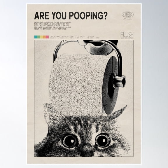 369 Prints Funny Cat Bathroom Art- No Framed, Vintage Wall Art, Trendy Retro Print, Room Decor, Wall Art UNFRAMED, 8x12