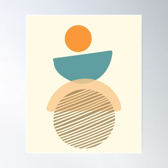 369 Prints Geometrical Half Circle Design- No Framed, Vintage Wall Art, Trendy Retro Print, Room Decor, Wall Art, Poster Only