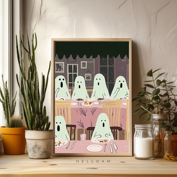 369 Prints Ghosts Art Print, Cute Ghost, Art Print, Decor, Spooky Vintage , Trendy Wall Art, Helloam, Wall Art UNFRAMED, 8x12