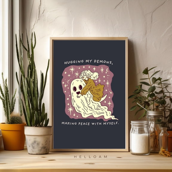 369 Prints Ghosts Art Print, Cute Ghost, Ghost , Wall Art, Self-Affirmation, Office Print, Positive Quotes Art, Self Care Print UNFRAMED, 24x36