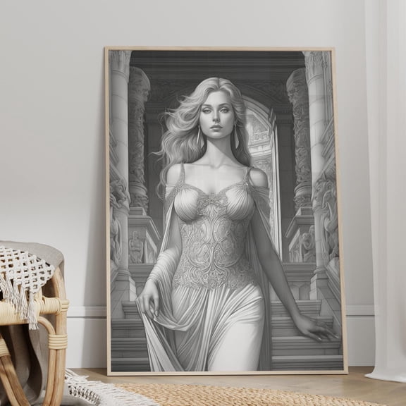 369 Prints Goddess Freya Illustration Wall Art Print Norse Goddess, Classy & Elegant Girls Room Decor, Beautiful Mythological Pagan Altar, Poster Only