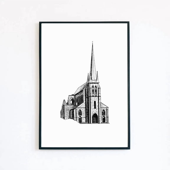 369 Prints Gothic Church Architecture Illustration Design - No Framed, Vintage Wall Art, Trendy Retro Print, Room Decor, Wall Art UNFRAMED, 8x12