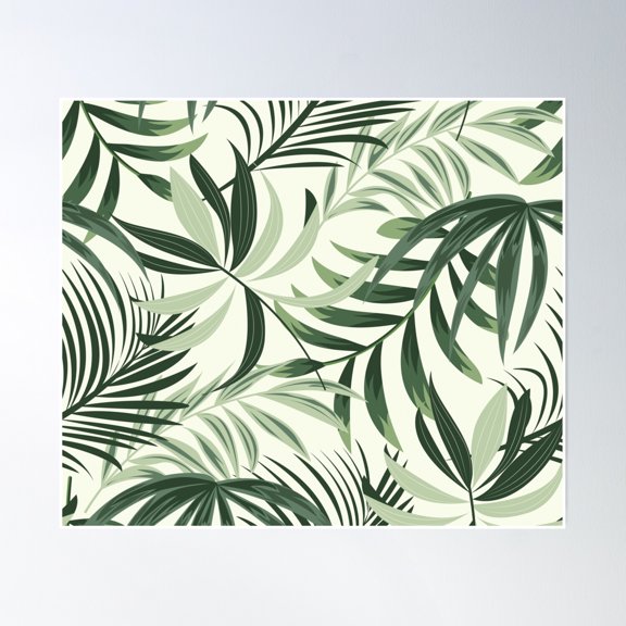 369 Prints Green Tropical Plants And Flower Pattern Texture. Colorful Summer Design- No Framed, Vintage Wall Art, Trendy Retro Print, Room Decor, Wall Art UNFRAMED, 24x36
