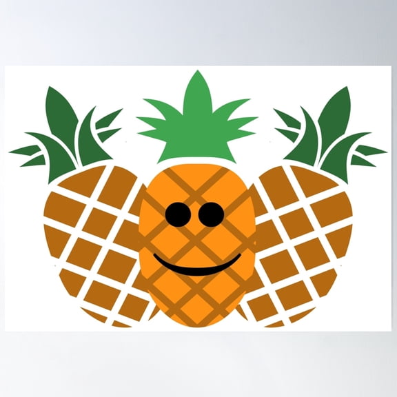 369 Prints Happy Pineapple Design- No Framed, Vintage Wall Art, Trendy Retro Print, Room Decor, Wall Art UNFRAMED, 16x24