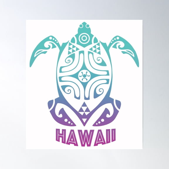 369 Prints Hawaiian Sea Turtle / Hawaii- No Framed, Vintage Wall Art, Trendy Retro Print, Room Decor, Wall Art UNFRAMED, 16x24