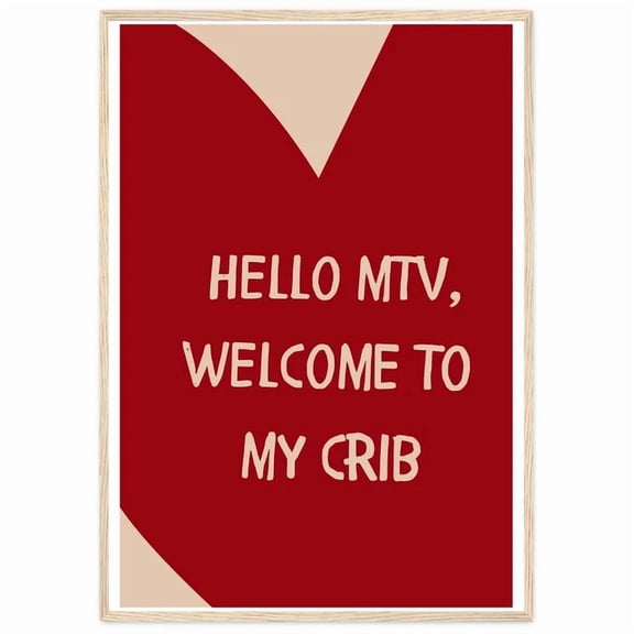 369 Prints Hello Mtv Welcome To My Crib Wall Art Typography Print Quote Print Red Hea - No Framed, Vintage Wall Art, Trendy Retro Print, Room Decor, Wall Art UNFRAMED, 8x12