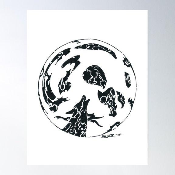 369 Prints Howling At The Moon- No Framed, Vintage Wall Art, Trendy Retro Print, Room Decor, Wall Art UNFRAMED, 24x36