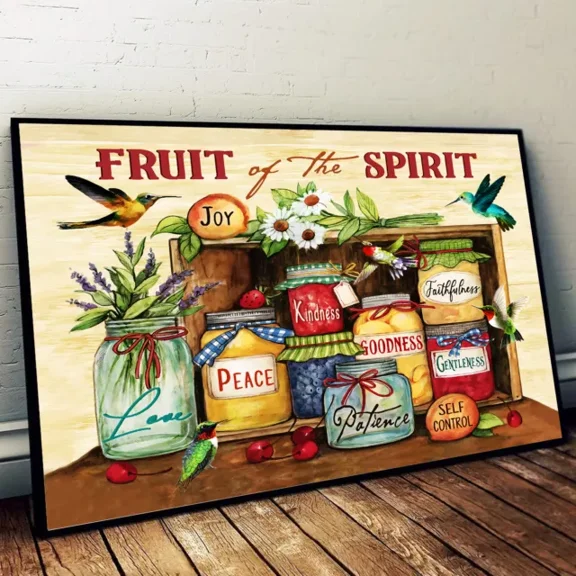 369 Prints Hummingbird Fruit Of The Spirit Peace Love Self Control Joy - No Framed, Vintage Wall Art, Trendy Retro Print, Room Decor, Wall Art UNFRAMED, 16x24