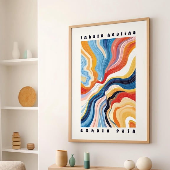 369 Prints Inhale Healing Exhale Pain Joy Positivity Abstract Wall Art Poster Calm Wellness Breathe Motivational Wall Decor UNFRAMED, 16x24