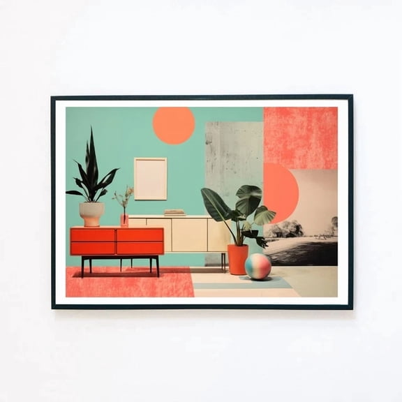 369 Prints Interior Design Retro Architecture Plant Illustration - No Framed, Vintage Wall Art, Trendy Retro Print, Room Decor, Wall Art UNFRAMED, 8x12