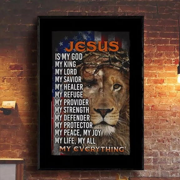 369 Prints Jesus Is My God King Savior Strength My Everything Christian Faith God - No Framed, Vintage Wall Art, Trendy Retro Print, Room Decor, Wall Art UNFRAMED, 16x24