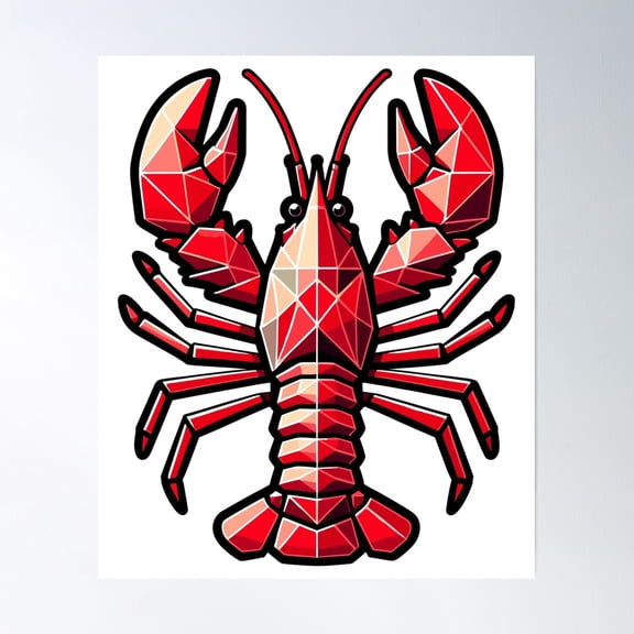 369 Prints Lobster Geometric Vintage Lobster- No Framed, Vintage Wall Art, Trendy Retro Print, Room Decor, Wall Art UNFRAMED, 8x12