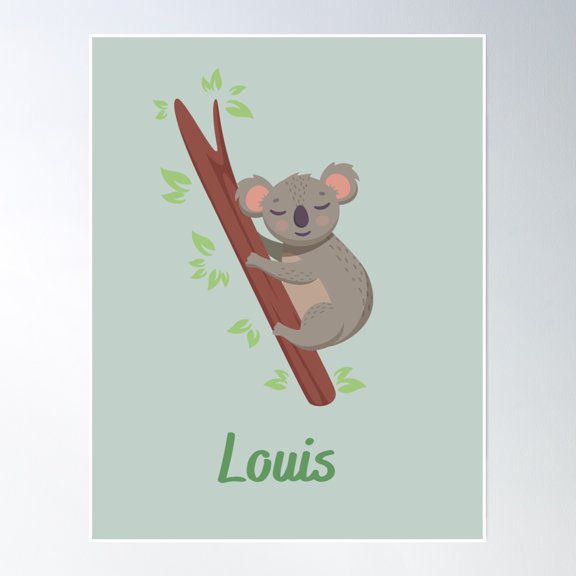369 Prints Louis Boys Name Koala Print- No Framed, Vintage Wall Art, Trendy Retro Print, Room Decor, Wall Art UNFRAMED, 8x12