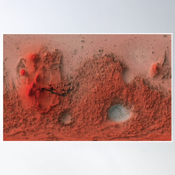 369 Prints Mars Relief Map 3D Digitally-Rendered- No Framed, Vintage Wall Art, Trendy Retro Print, Room Decor, Wall Art UNFRAMED, 8x12