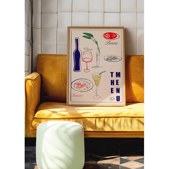 369 Prints the Menu Poster, 70S Poster, Red Wall Art, Dinner Poster, Kitchen Wall Decor, Psychedelic Wall Art, Retro Print, Trippy Poster, Food Prints UNFRAMED, 16x24