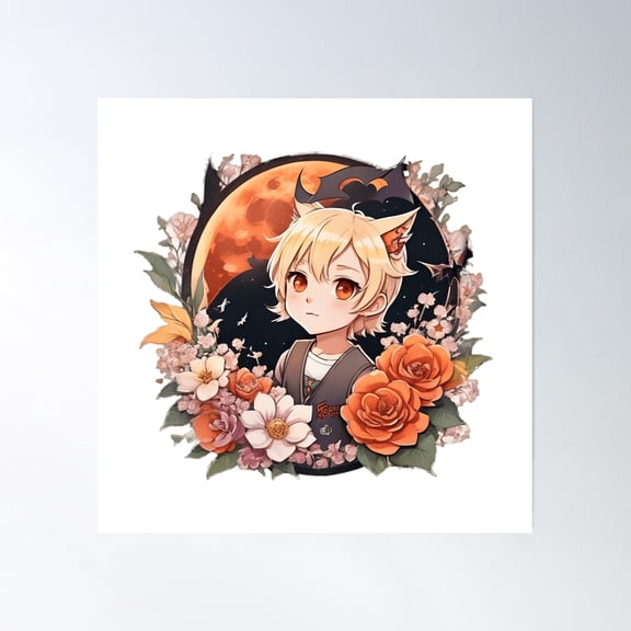 369 Prints Midnight Enchantment: Mesmerizing Anime Vampire Boy With Red Eyes - Watercolor Art- No Framed, Vintage Wall Art, Trendy Retro Print, Room Decor, Wall Art UNFRAMED, 8x12