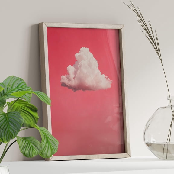 369 Prints Minimalist Cloud Pink Wall Art Poster Vintage Pink Sky Print, Modern Abstract Poster, Sunny Pink Room Decor, Spring Prints UNFRAMED, 12x18