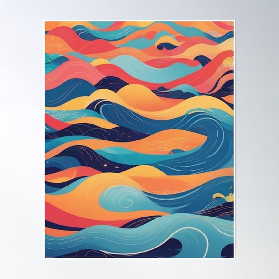 369 Prints Modern Pop Wave Illustration- No Framed, Vintage Wall Art, Trendy Retro Print, Room Decor, Wall Art UNFRAMED, 12x18