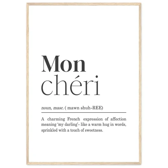 369 Prints Mon Cheri Definition Printinstant Downloadromantic Home Decorfrench Text Posterg - No Framed, Vintage Wall Art, Trendy Retro Print, Room Decor, Wall Art UNFRAMED, 8x12