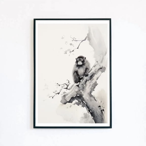 369 Prints Monkey Watercolour Painting Tree Illustration Vintage - No Framed, Vintage Wall Art, Trendy Retro Print, Room Decor, Wall Art UNFRAMED, 8x12