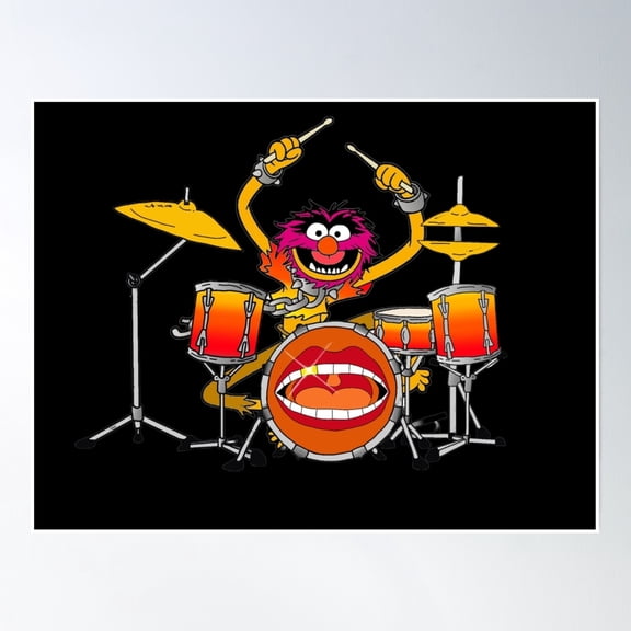 369 Prints Muppet "Animal" Goes Drum Crazy- No Framed, Vintage Wall Art, Trendy Retro Print, Room Decor, Wall Art UNFRAMED, 24x36