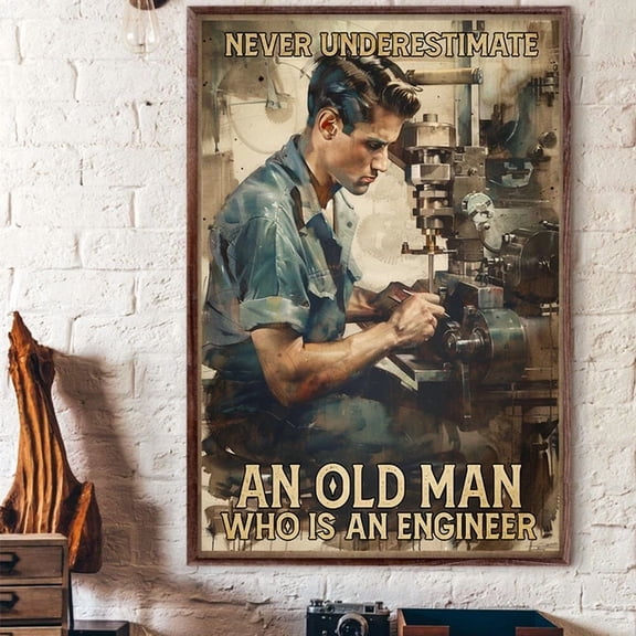 369 Prints Never Underestimate An Old Man Who Is An Engineer- No Framed, Vintage Wall Art, Trendy Retro Print, Room Decor, Wall Art UNFRAMED, 16x24