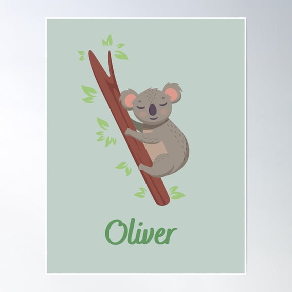 369 Prints Oliver Personalised Boys Name Koala Print- No Framed, Vintage Wall Art, Trendy Retro Print, Room Decor, Wall Art UNFRAMED, 8x12