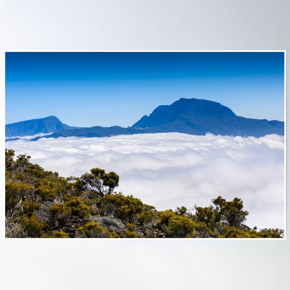 369 Prints Peak Of Piton Des Neiges- No Framed, Vintage Wall Art, Trendy Retro Print, Room Decor, Wall Art UNFRAMED, 8x12