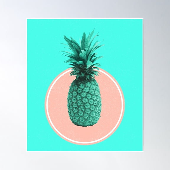 369 Prints Pineapple Print - Tropical Decor - Botanical Print - Pineapple Wall Art - Blue - Minimal, Modern- No Framed, Vintage Wall Art, Trendy Retro Print, Room Decor, Wall Art UNFRAMED, 8x12