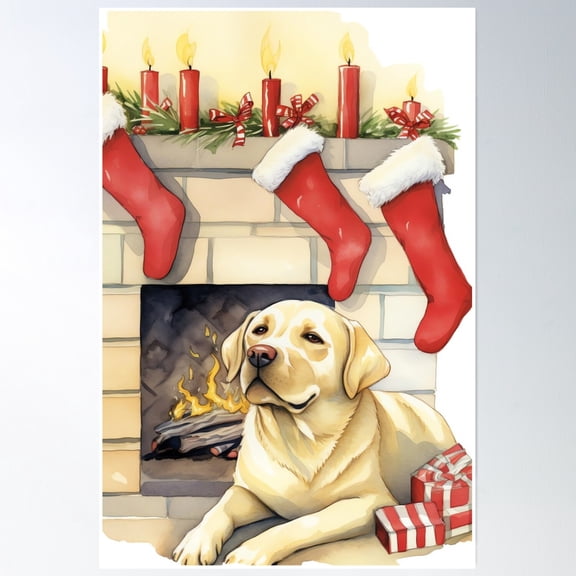 369 Prints Playful Mistletoe Lab- No Framed, Vintage Wall Art, Trendy Retro Print, Room Decor, Wall Art UNFRAMED, 12x18