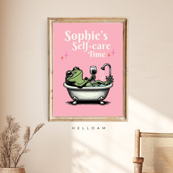 369 Prints Positivity Quotes, Girly Frog Self Love Wall Print, Pink Retro Posters, Bathroom Poster Prints, Dorm Room Decor, Cute Frog Art, Frog Art UNFRAMED, 24x36