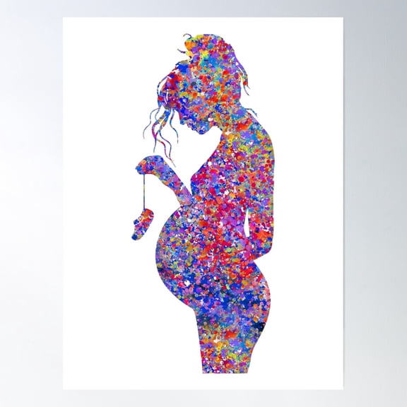 369 Prints Pregnant Woman Holding Baby Shoes- No Framed, Vintage Wall Art, Trendy Retro Print, Room Decor, Wall Art UNFRAMED, 16x24