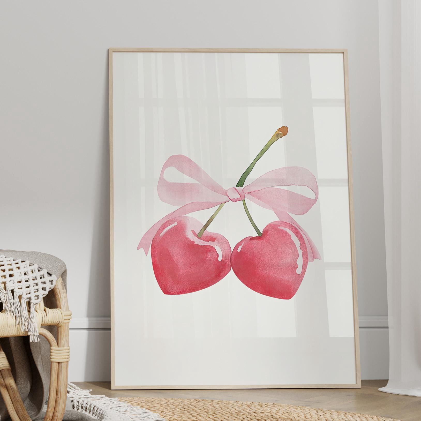 369 Prints Preppy Light Pink Cherry Bow Poster Stylish Chic Love Shack ...