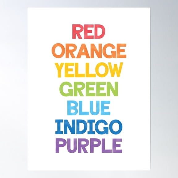369 Prints Rainbow Colour Name Poster- No Framed, Vintage Wall Art, Trendy Retro Print, Room Decor, Wall Art UNFRAMED, 24x36