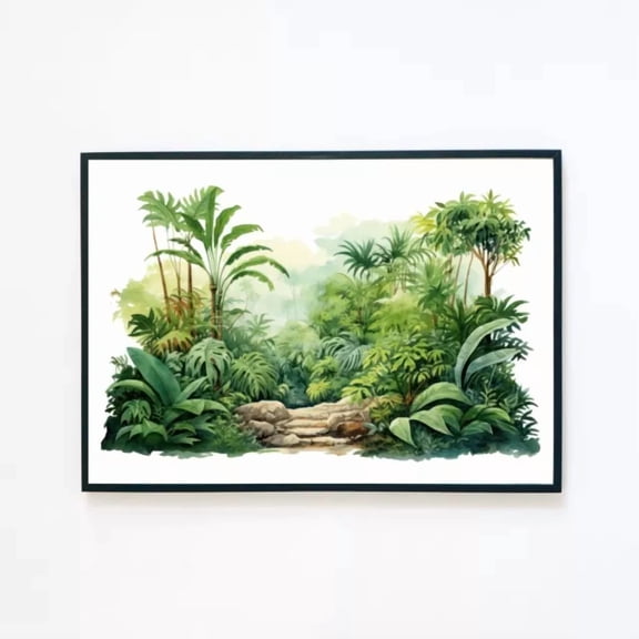 369 Prints Rainforest Palm Tree Watercolour Painting Illustration - No Framed, Vintage Wall Art, Trendy Retro Print, Room Decor, Wall Art UNFRAMED, 12x18