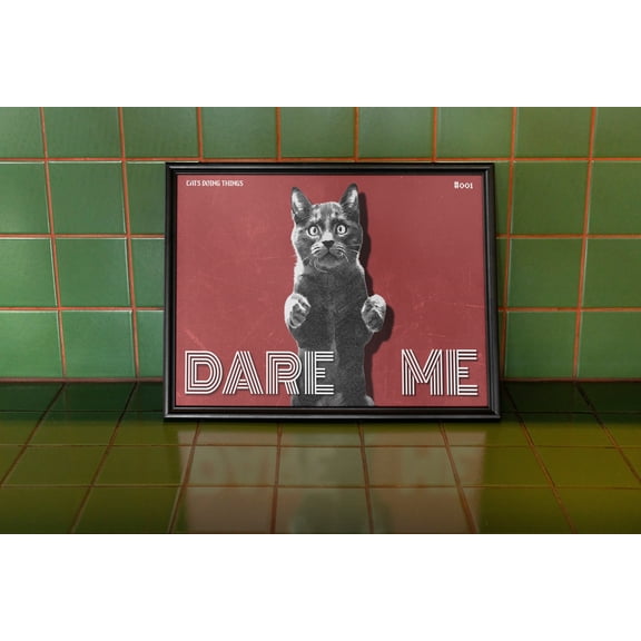 369 Prints Retro Cat Wall Print, Cat Poster, Dare Me, Cat Lover Gift, Black Cat Art, Printable Cat Wall Art, Aesthetic Cat Photo, Poster UNFRAMED, 16x24