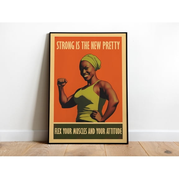 369 Prints Retro Gym Poster 50S Style Posters Gym Prints Black Woman Print Bodybuilding Poster Home Gym Wall Art Retro Gym Motivation Art UNFRAMED, 12x18