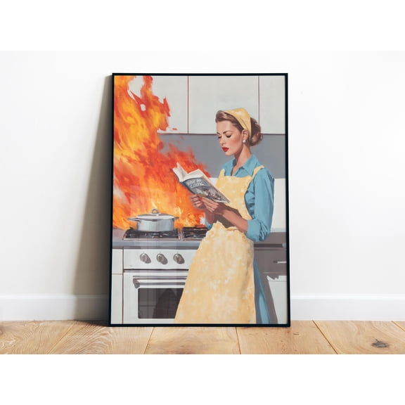 369 Prints Retro Kitchen Fire Art Print – Vintage Cooking Poster, Gift For A Friend, Print, Kitchen Wall Decor UNFRAMED, 8x12