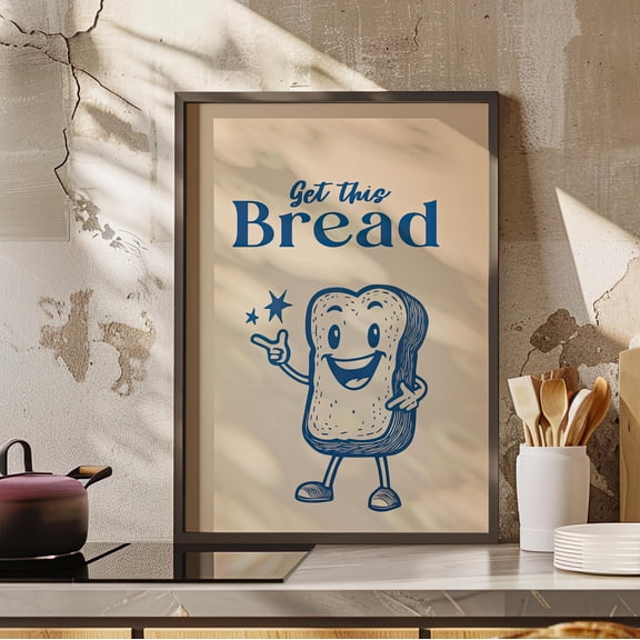 369 Prints Retro Quote Get This Bread Typography Wall Art Poster Retro Kitchen Print Funny, Breakfast Buddies Motivational Quote Print UNFRAMED, 12x18