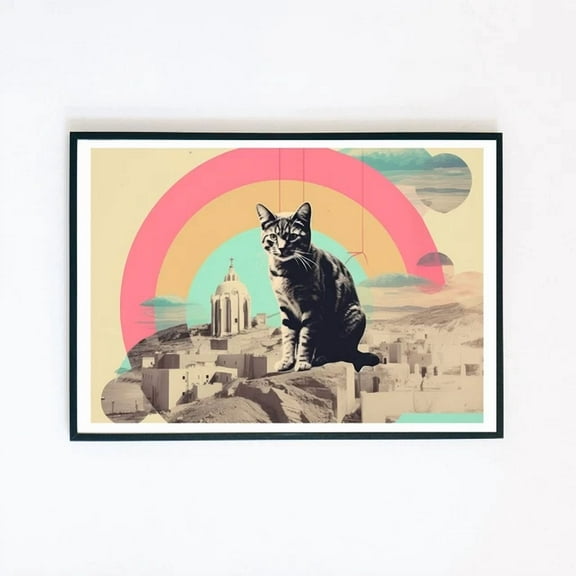 369 Prints Retro Style Cat Abstract Pop Art Portrait Collage Illustration Wall Print - No Framed, Vintage Wall Art, Trendy Retro Print, Room Decor, Wall Art UNFRAMED, 8x12