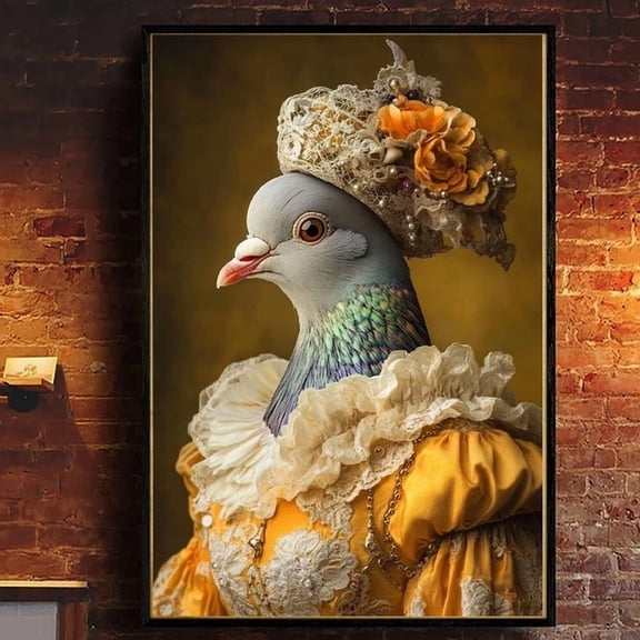 369 Prints Royal Pigeon Portrait Animal Wall Art, Victorian Bird In Dress,- No Framed, Vintage Wall Art, Trendy Retro Print, Room Decor, Wall Art UNFRAMED, 8x12