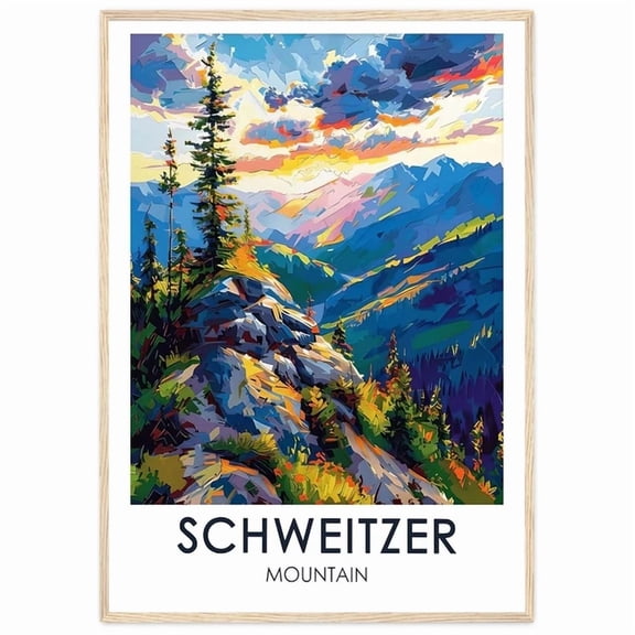 369 Prints Schweitzer Mountain Summit Art Idaho Travel Decor Ski Resort Poster Schweitzer M - No Framed, Vintage Wall Art, Trendy Retro Print, Room Decor, Wall Art UNFRAMED, 8x12
